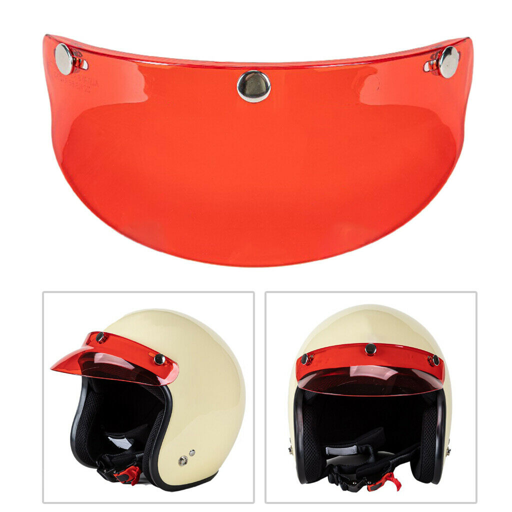 3Pcs 3-Snap Motorcycle Helmet Visor Peak UV Sunshield Open Face Sun Shade