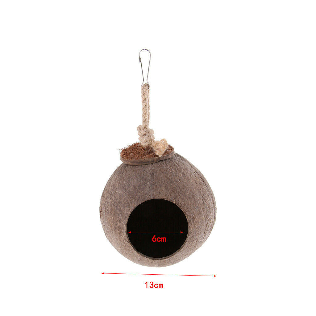 Natural Coconut Shell Bird Nest House Cage Feeder for Bird Parrot dia.13cm