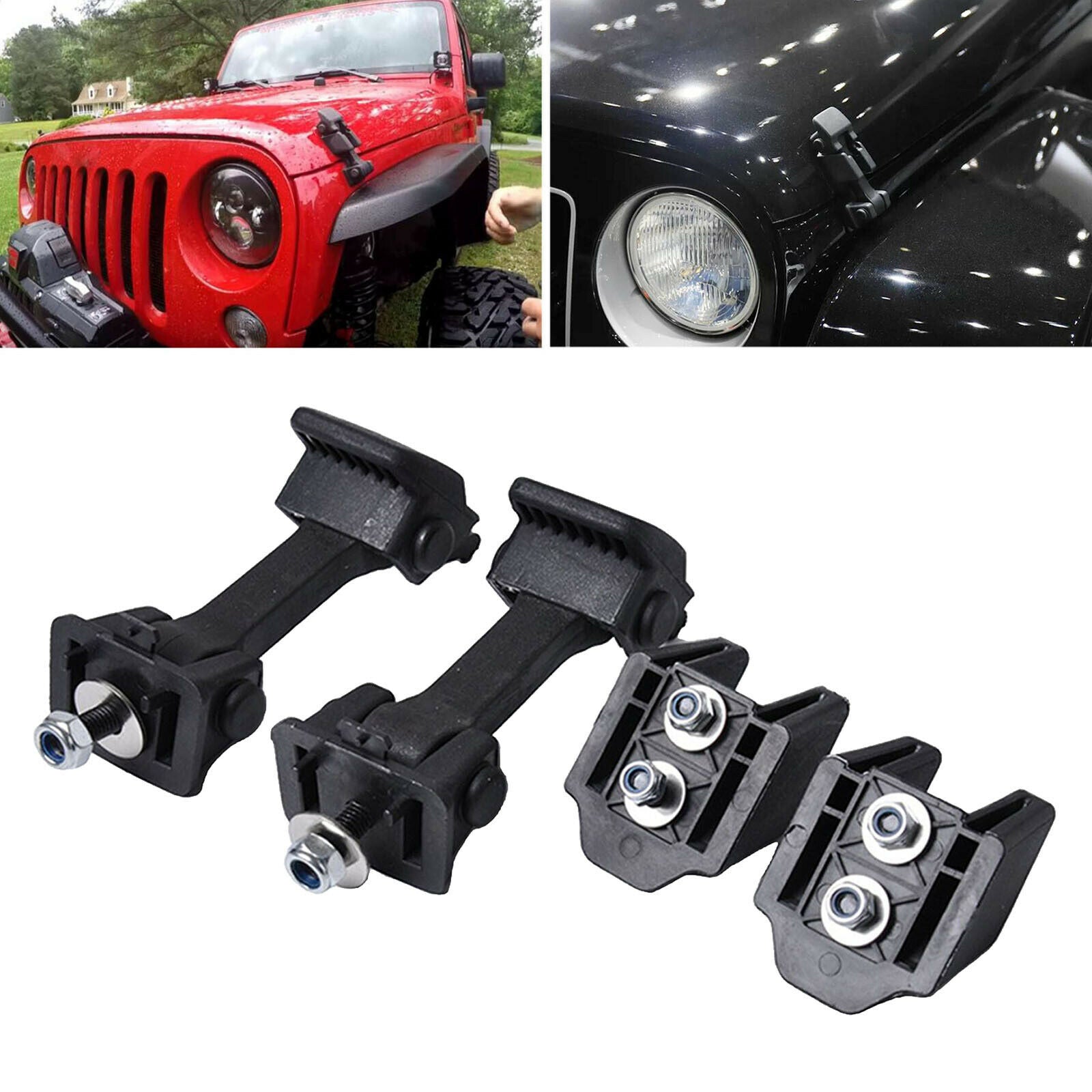 1 Pair Hood Latches Catch Kit for JK 2007-2016 Accessories Parts Black