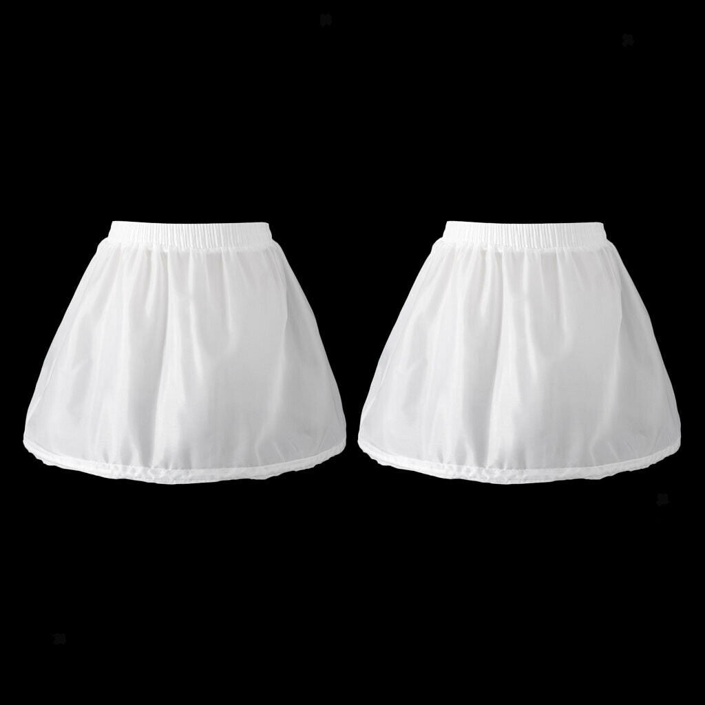 2Pcs Single Hoop Puffy Tulle Petticoat Princess Elastic Chiffon Underskirt