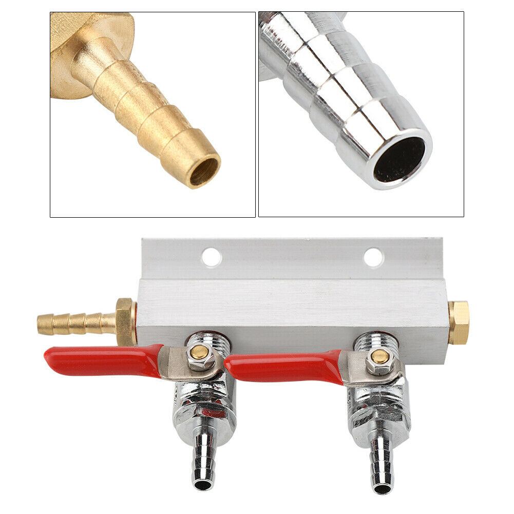2 Way Gas Distribution CO2 Manifold 5/16" Splitter Beer Integrated Check Valve