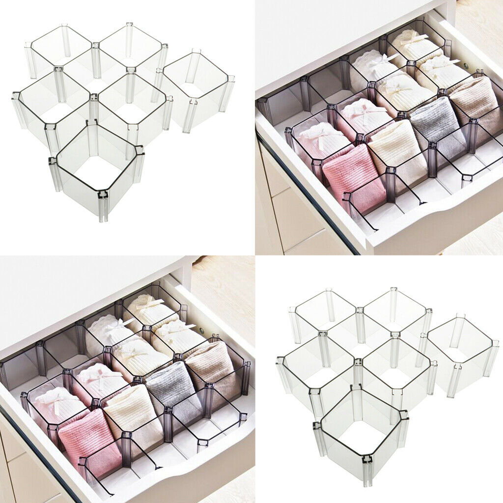 Adjustable Plastic Drawer Closet 12-Grid Divider Organizer Container Home