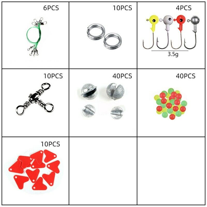 228Pcs Fishing Accessories Kit Including Jig Hooks Fishing Sinker Weights FiP8T2
