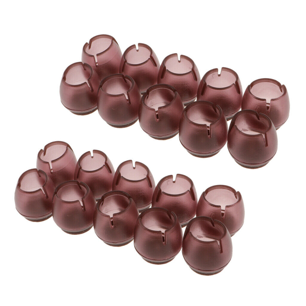 20pcs Anti-slip Round Chair Leg Caps Coffee Silicone Furniture Feet Cups