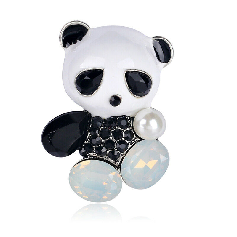 Fashion Wedding Bridal Crystal Enamel Animal Panda Corsage Banquet Brooch.l8