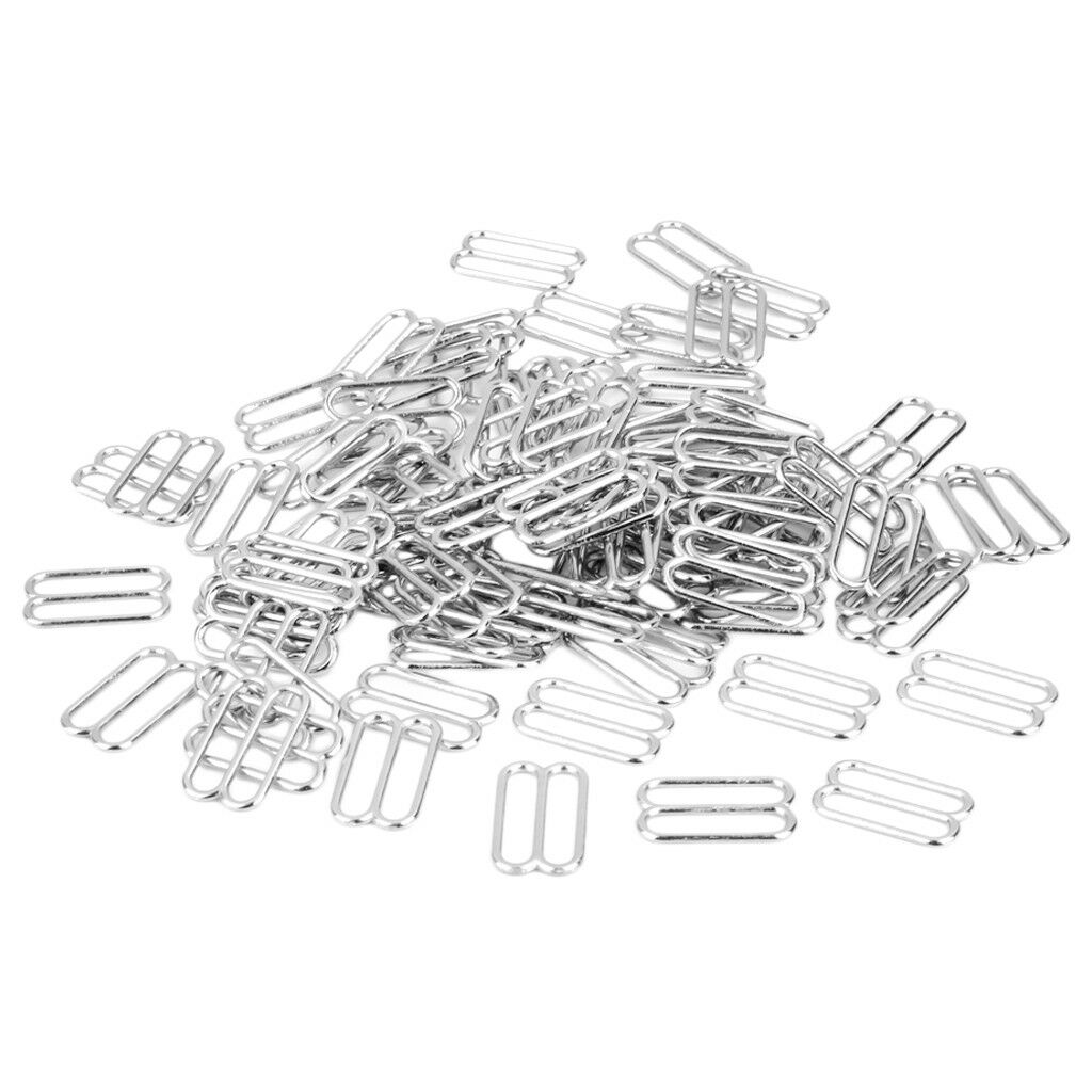 100Pcs BRA STRAPS AJUSTMENTS BITS SLIDERS 8-Shaped HOOKS 14mm