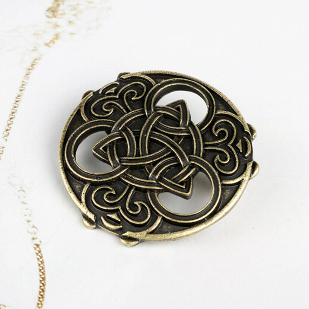 2 lot Retro Medieval Viking Nordic Brooch Cloak Collar Jewelry Clasp Badge
