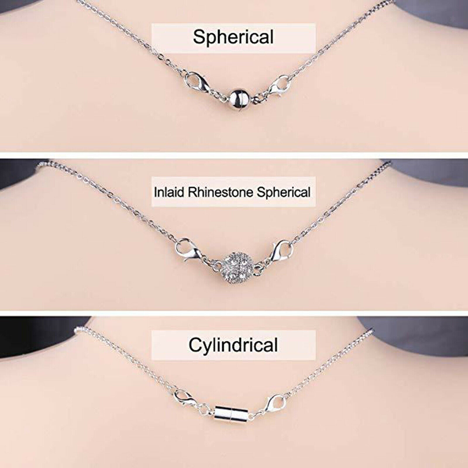 12Pcs Jewelry Necklace Magnetic Clasps Bracelet Chain Extenders Rhinestone