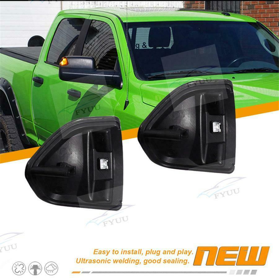 For Dodge Ram 1500 2500 3500 Smoked Lens Amber LED Side Mirror Turn Signal Light