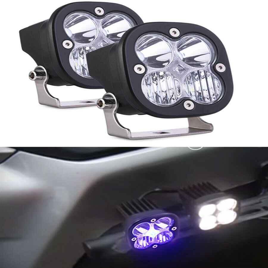 2Pcs 3.1" 80W LED Work Light Bar Combo Offroad Atmosphere Driving Fog RGB DRL