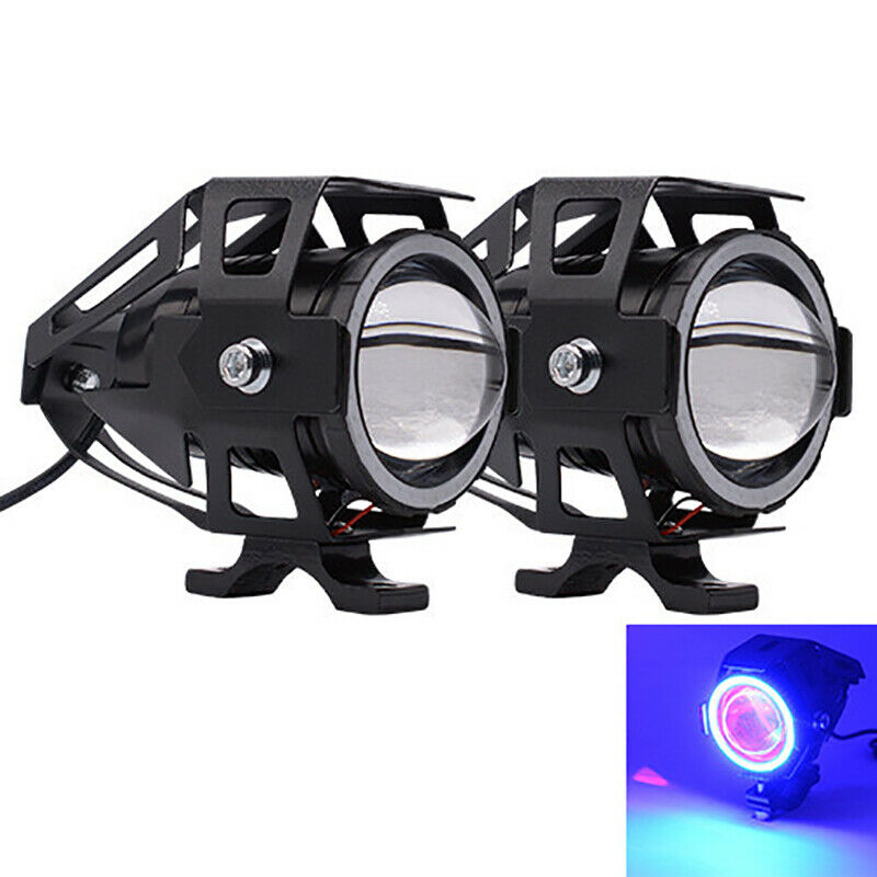 2 LED Motorcycle Angel Eyes Headlight DRL Spotlights Auxiliary Bright LED BicyR7