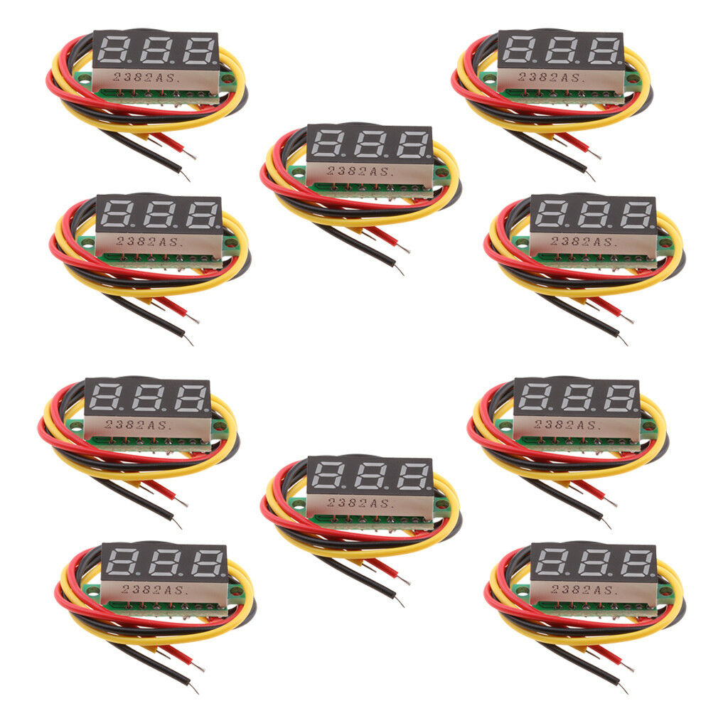 10PCS Red 0.28" LED Digital Panel Voltage Meter Gauge Voltmeter Module 4-40V