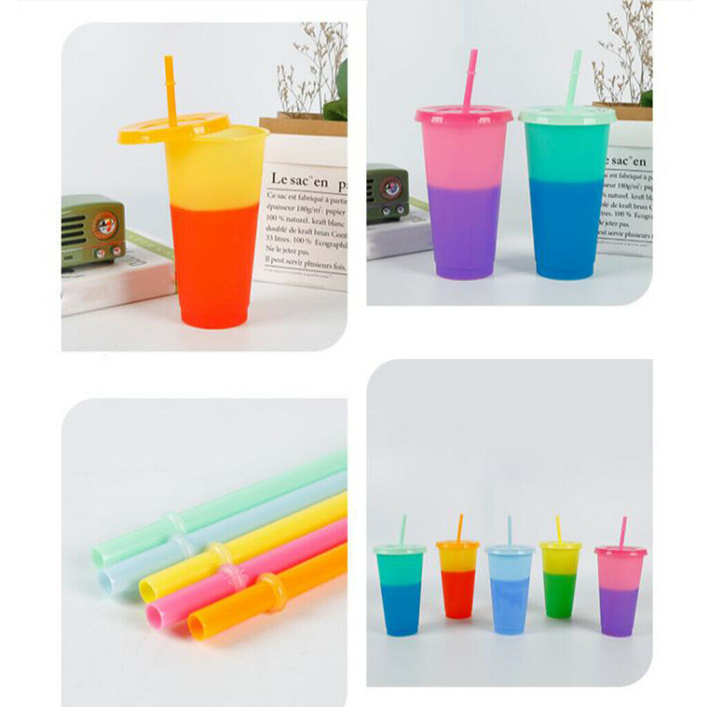 Color Changing Cups Plastic Cold Beverage Cups Mugs Summer Coffee Tumblers