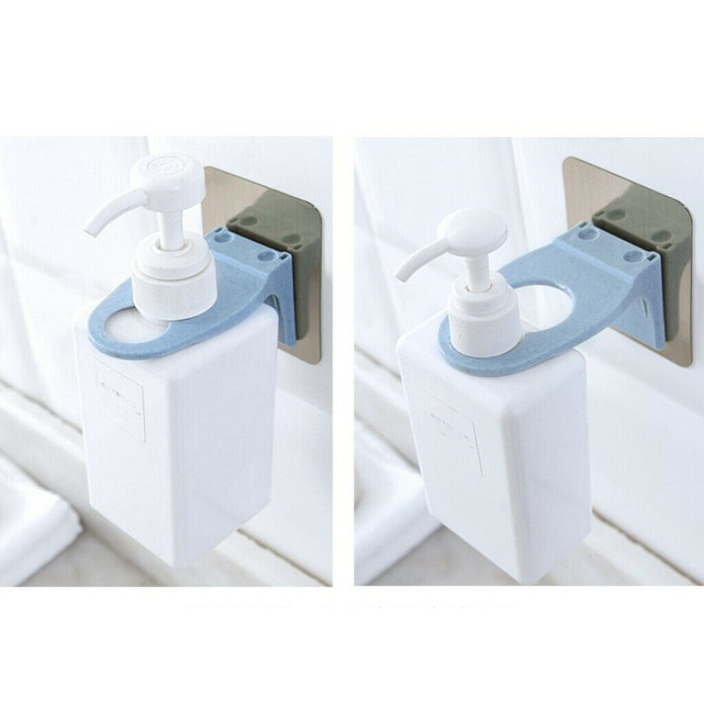 Wall Mounted Sticky Shampoo Hook Shower Soap Bottle Hanging Holder Blue