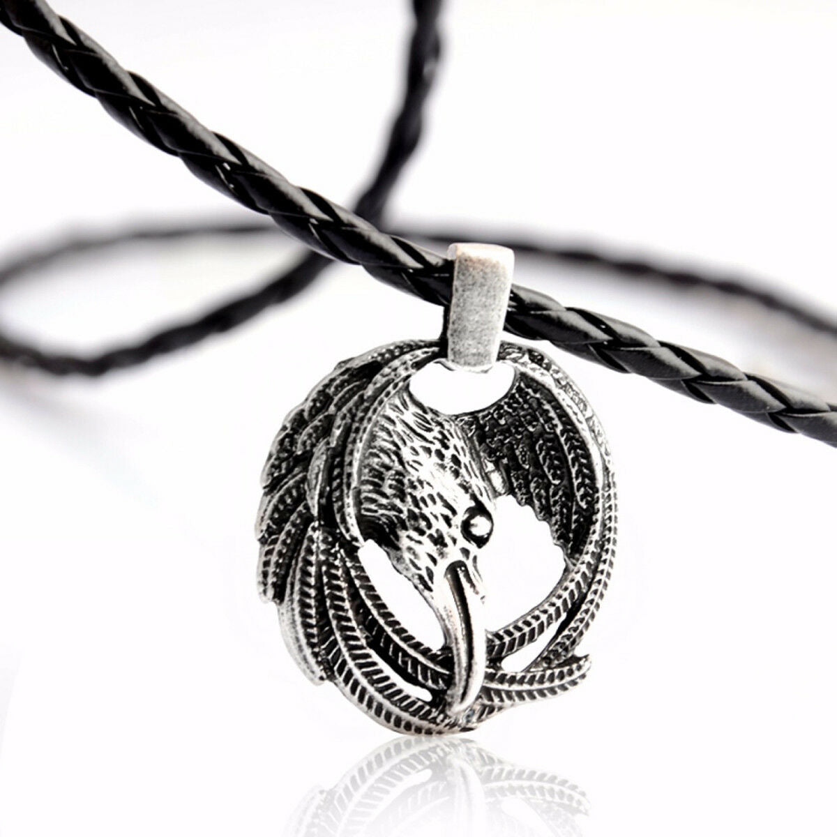 Norse Retro Vikings Odin's Ravens Symbol Pendant Necklace Jewelry Huginn Muninn