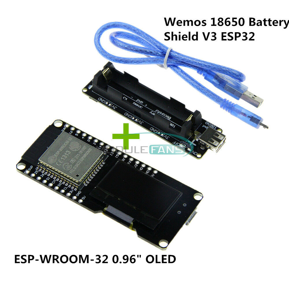 0.96" OLED ESP32 CP2102+Raspberry Pi Wemos 18650 Battery Shield V3 For Arduino