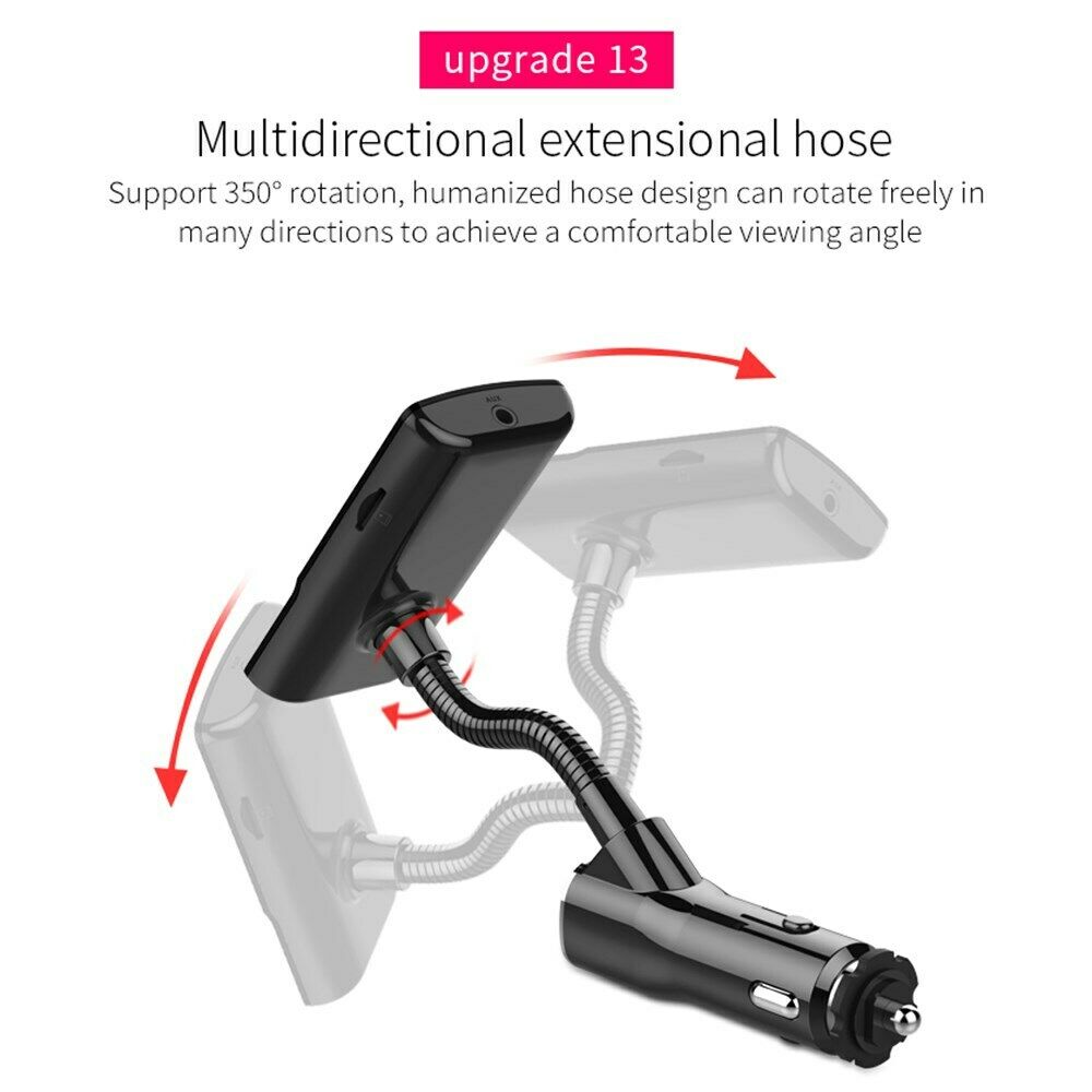 1.8Inch FM Transmitter Bluetooth Receiver Car Wireless MP3 Audio Adapter 2USB CA