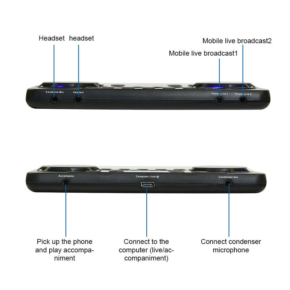 V300 Pro Live 10 Sound Card Bluetooth 4.0 Audio Interface Mixer for Phone PC