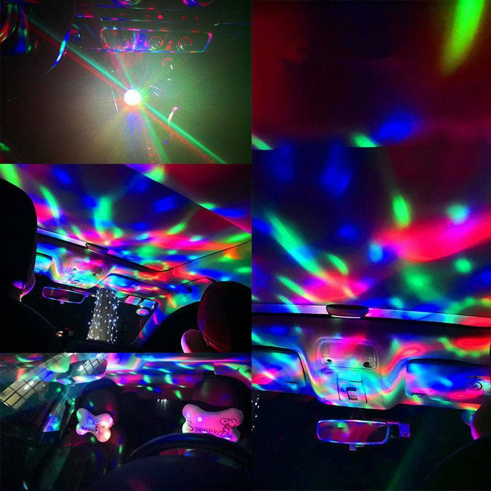US Mini USB RGB LED Stage Lamp Remote Controls Disco Ball Lights Home Car Party