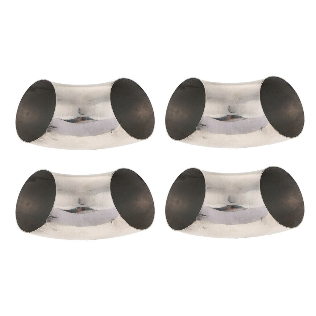 4x Car Auto 201 Stainless Steel 2.5inch 90 Deg Weld-On Exhaust Pipe Tube