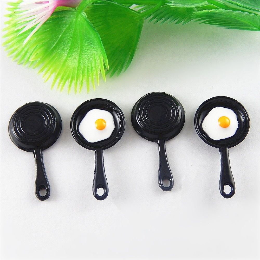 20pcs Black Plated Alloy Pan Egg Look Pendant Charms Jewelry Accessory Crafts