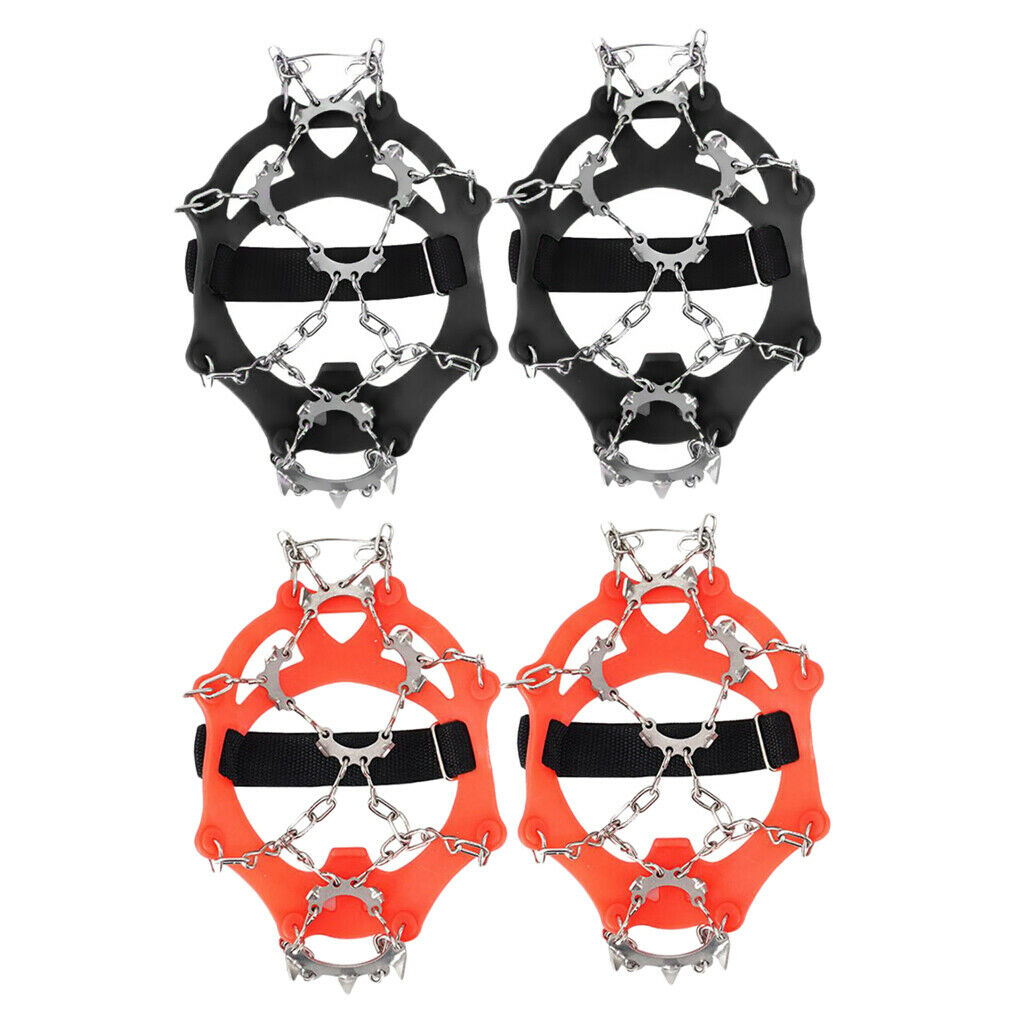 2 Pair 13 Tooth Ice Cleats Crampons Tiger-Shaped for Hiking Walking Jogging