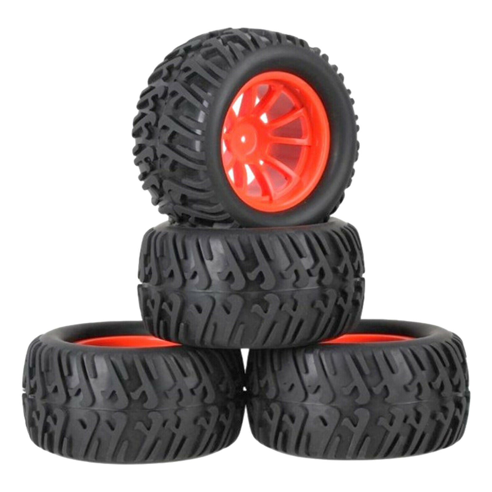 Rubber Wheel Rims & Tires with Inflator for SCX10 D90 1:10 Car Vehicles Red