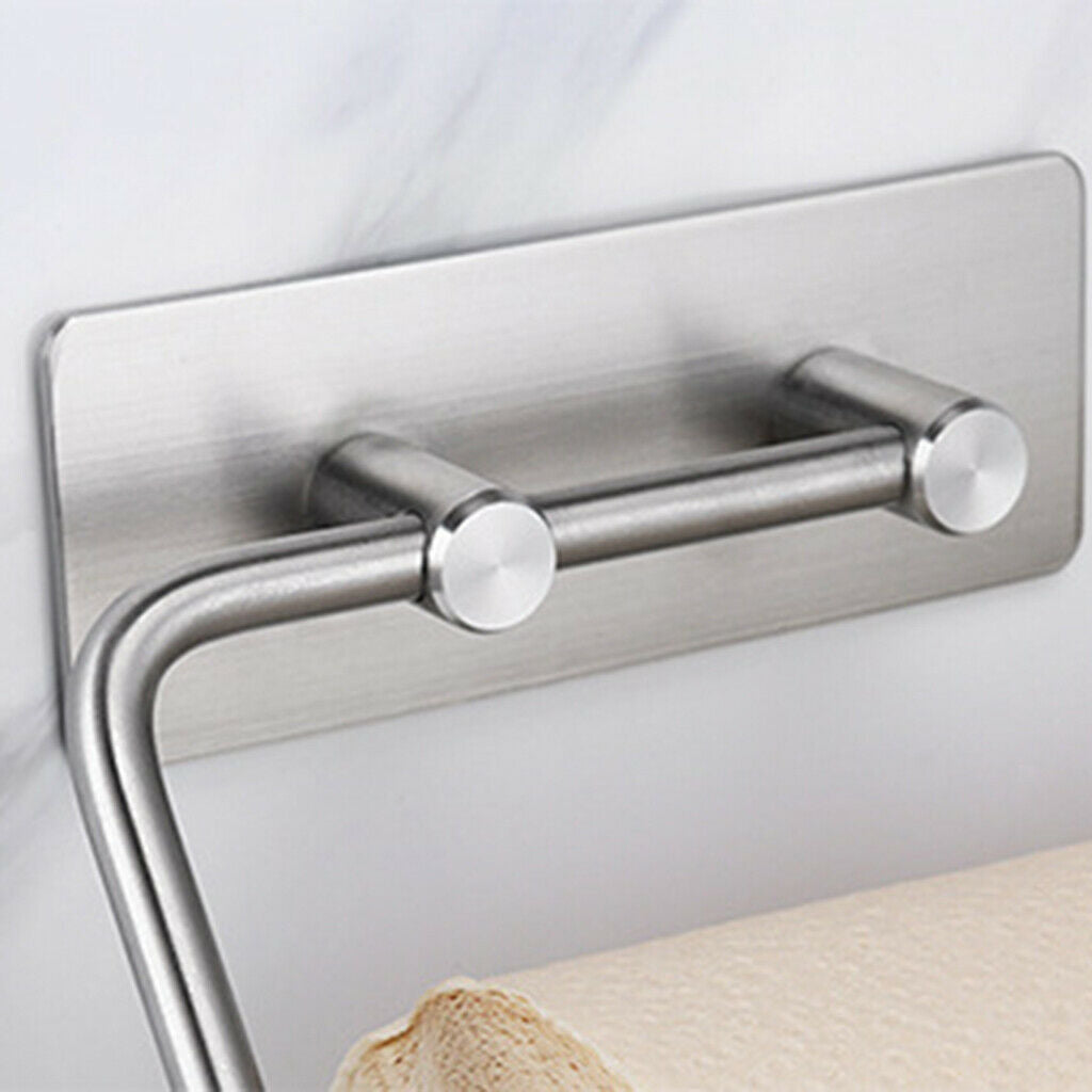 Toilet Tissue Paper Roll Holder Self-adhesive Wall-Mounted Stainless Steel