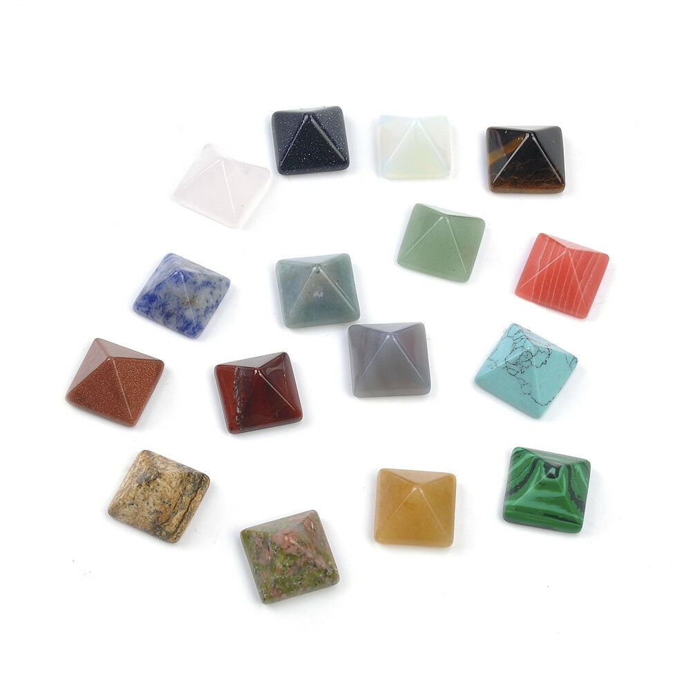 Set of 7pcs Chakra Pyramid Stone Set Crystal Healing Natural Spirituality Gems