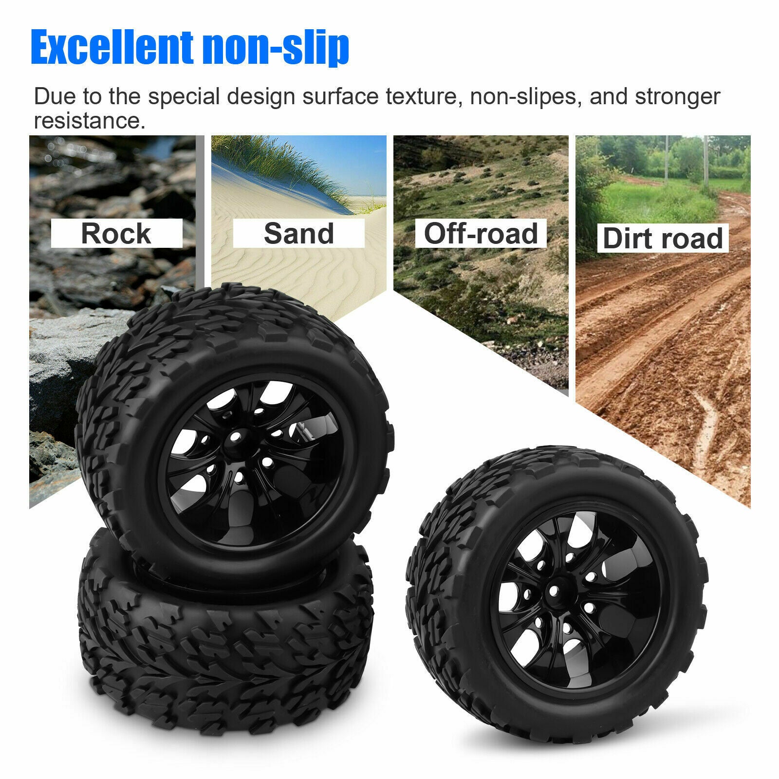 4pcs/Set Tires and Wheel Rims 12mm Hex Hub Foam Inserts For 1:10 RC Off Road Car