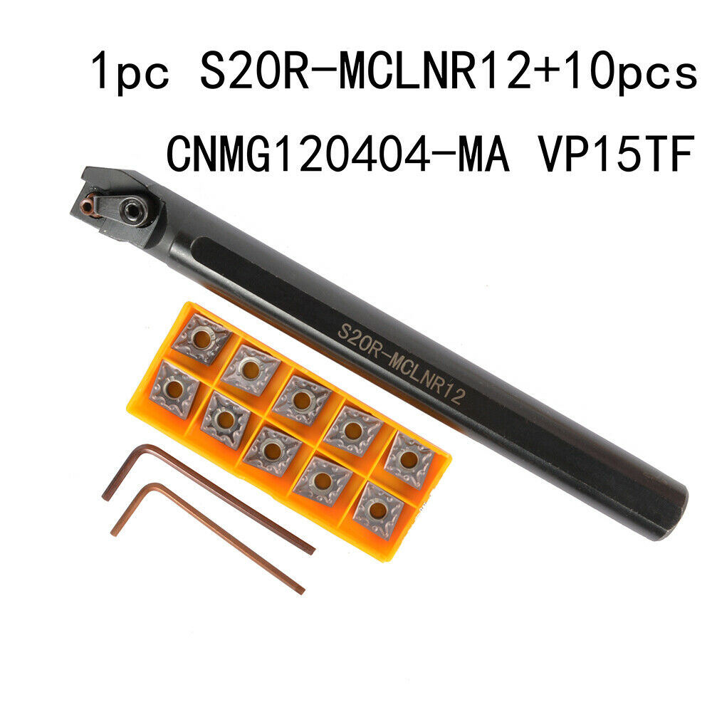 S20R-MCLNR12 Boring Bar Holder Lathe Turning Tool + CNMG1204 Blade Insert+Wrench