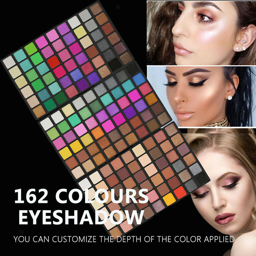 162 Colors Matte Glitter Eyeshadow Shadow Palette Highlight Shimmer Pigment