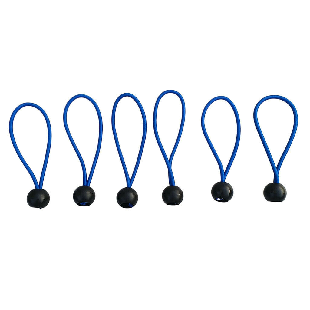 4X 6 Pieces Heavy Duty Bungee Ball Cord Tarp Tent Tie Down Tope Blue 4 inch