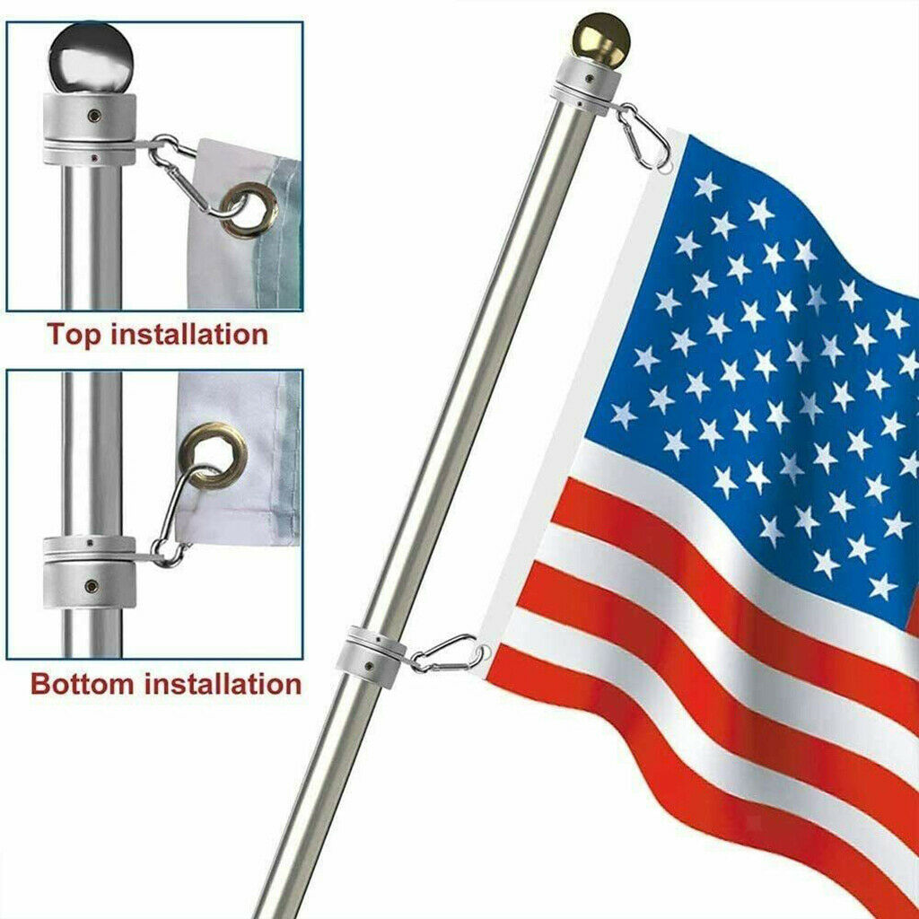 1 Set Aluminum Alloy Metal Flag Pole Rings Rotating Clip Flag Pole Kit