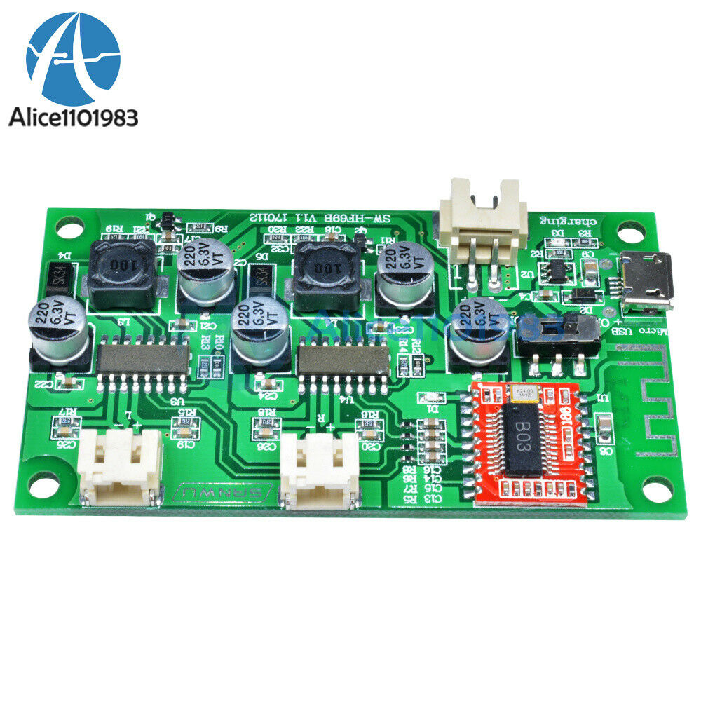2X6W 2-Channel Stereo Bluetooth Amplifier Board Lithium Battery Powered AMP DC5V