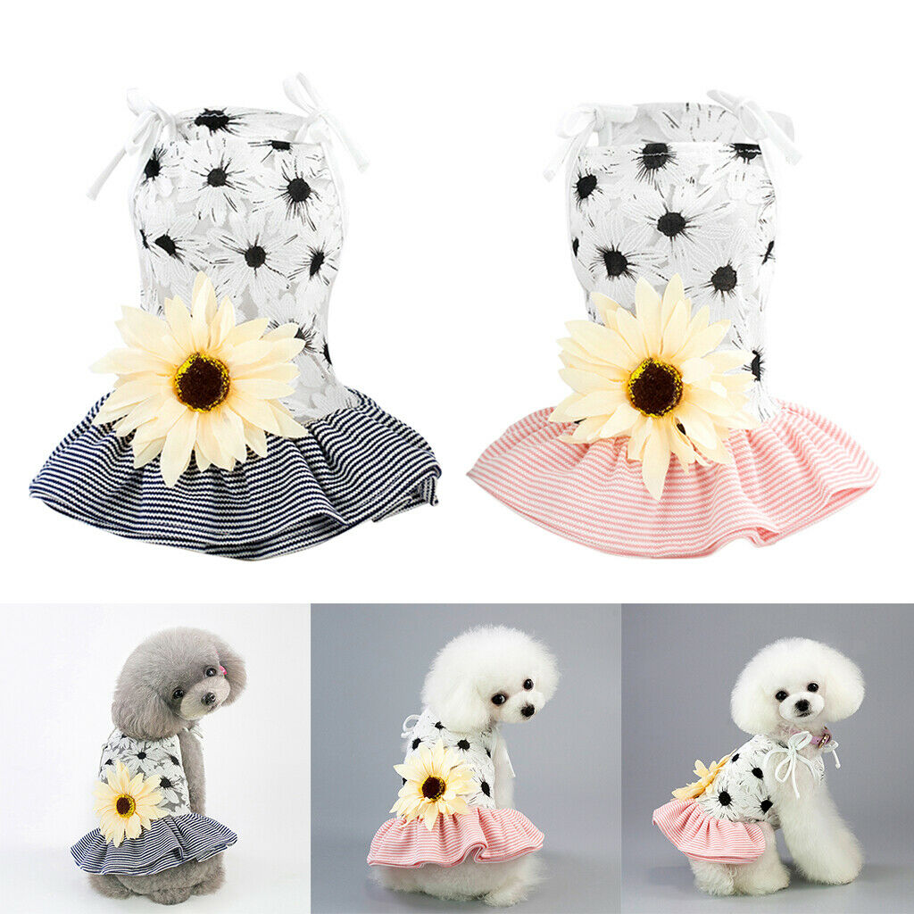 2 x Cotton Dog Dresses, Girl Dog Dress Party Birthday Pet Apparel for