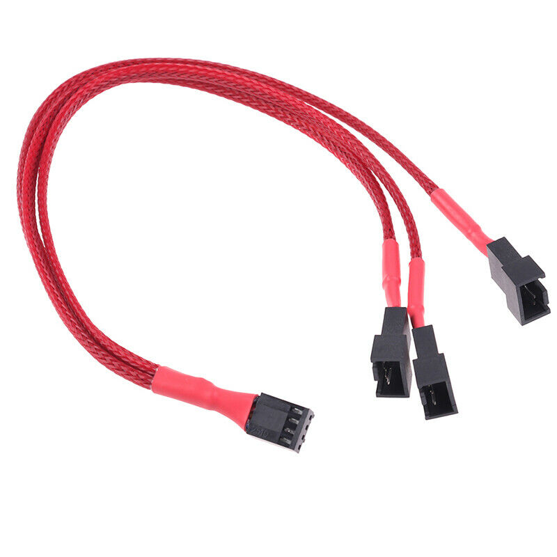 1Pc Red Computer Fan Line 1 To 3 Way 4Pin PWM Fan HUB Hub Fan Extension C.l8