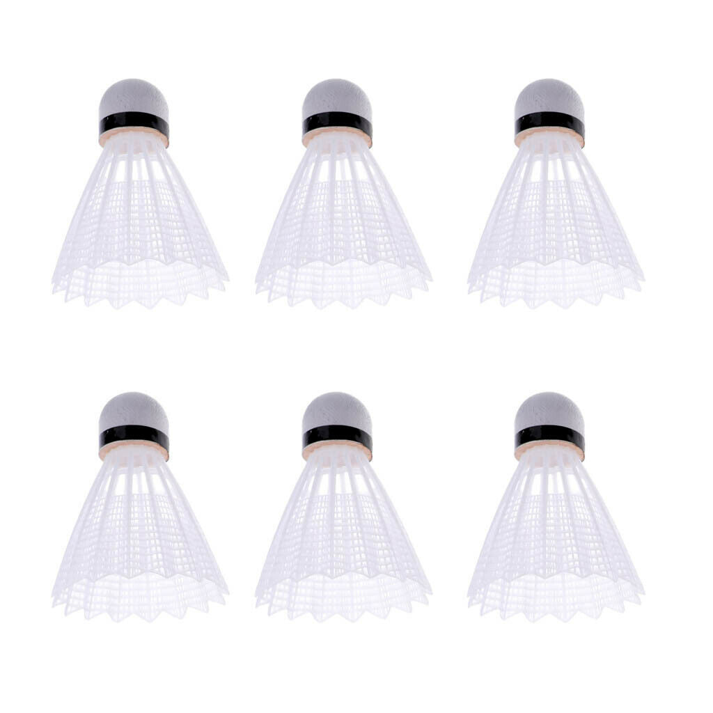 6 Pcs Nylon Badminton Shuttlecocks Balls Sports - Quick Bounce White