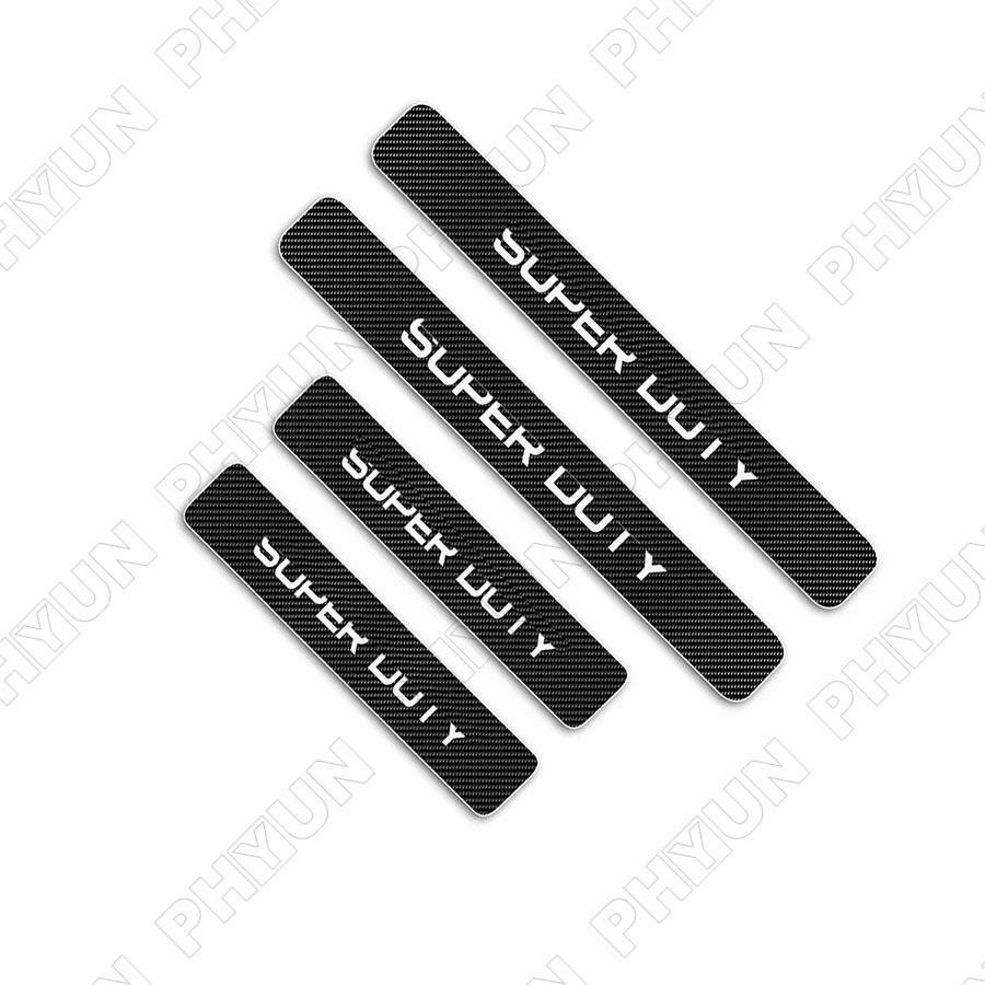 For Ford Super Duty Car Door Sill Cover Protector Trim Carbon Fiber Look Leather