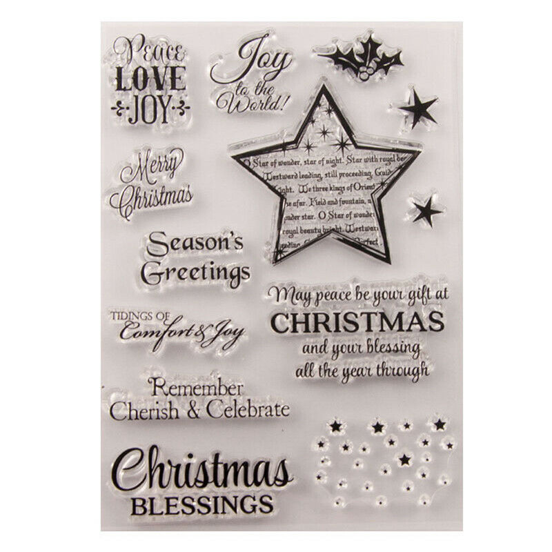 Merry Christmas Greeting Blessings Stamp clear Silicone Craft for Scrapbo.l8