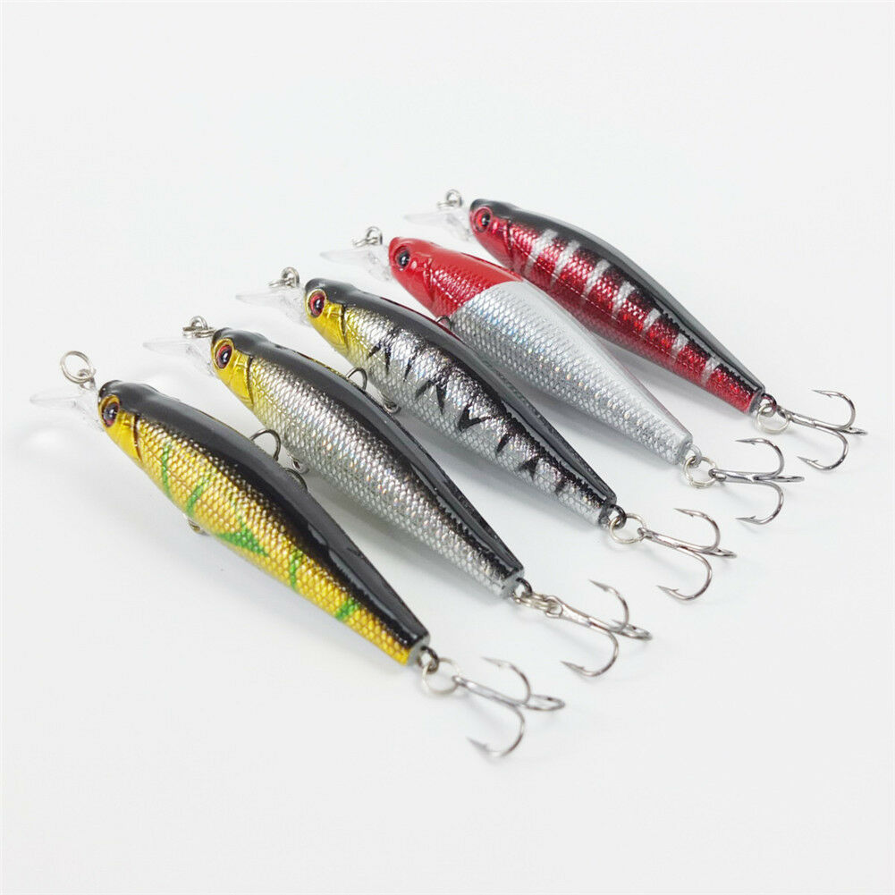 Lot 5pcs Fishing Lures Diving Crankbait Minnow Bait Crank Baits Hook Tackle 9cm