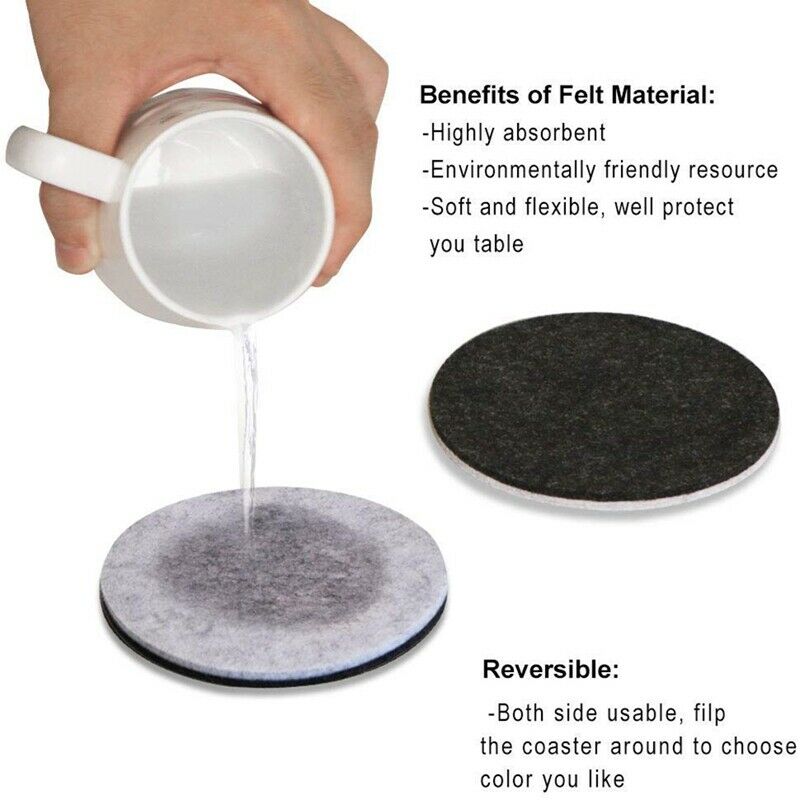 Usable Felt Coasters for Drinks Absorbent with Holder, Table Cup Wine Bar CoasX7