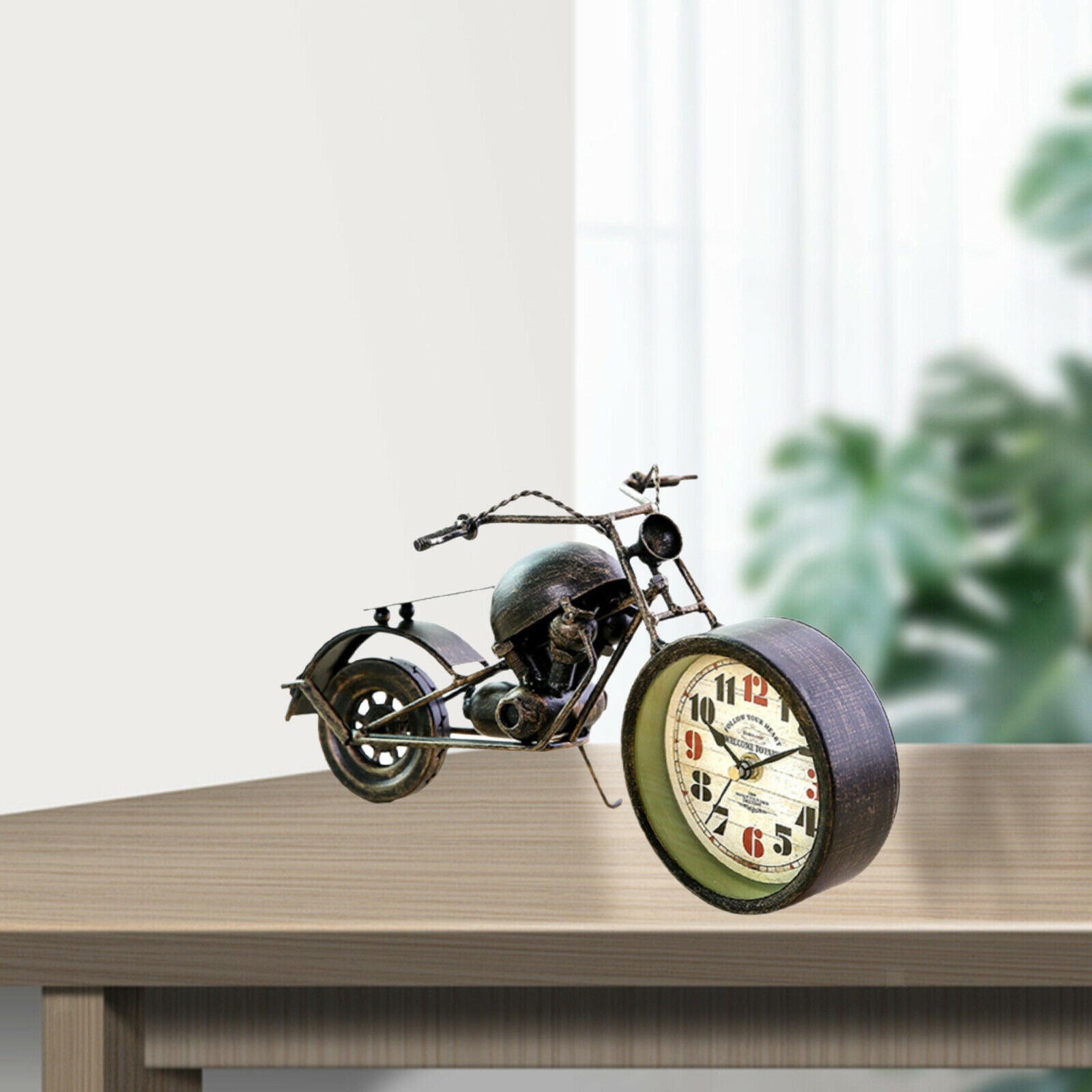 Cool Metal Motorcycle Motorbike Alarm Clock Shelf Desk Clock Home Ornaments