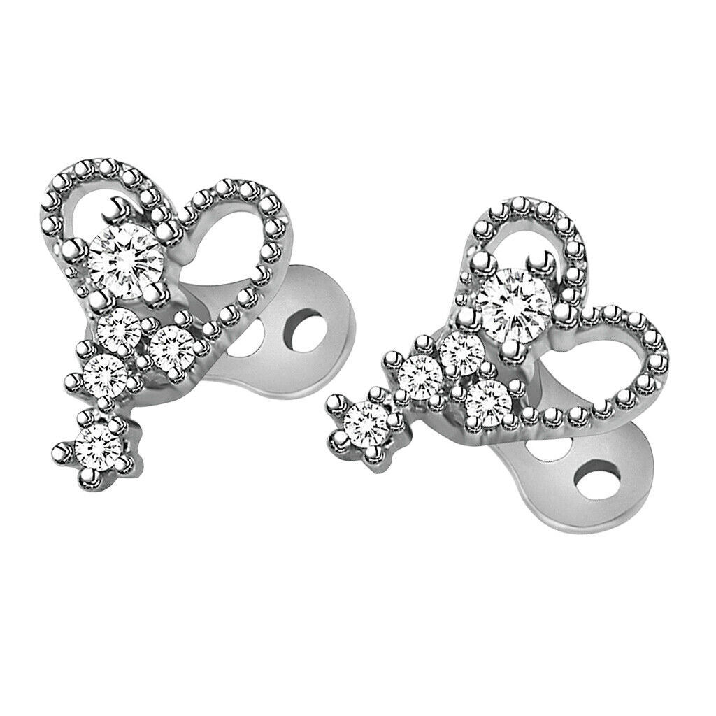 2pcs Dermal Anchor Tops and Base Titanium Steel Piercing Jewelry Heart 2