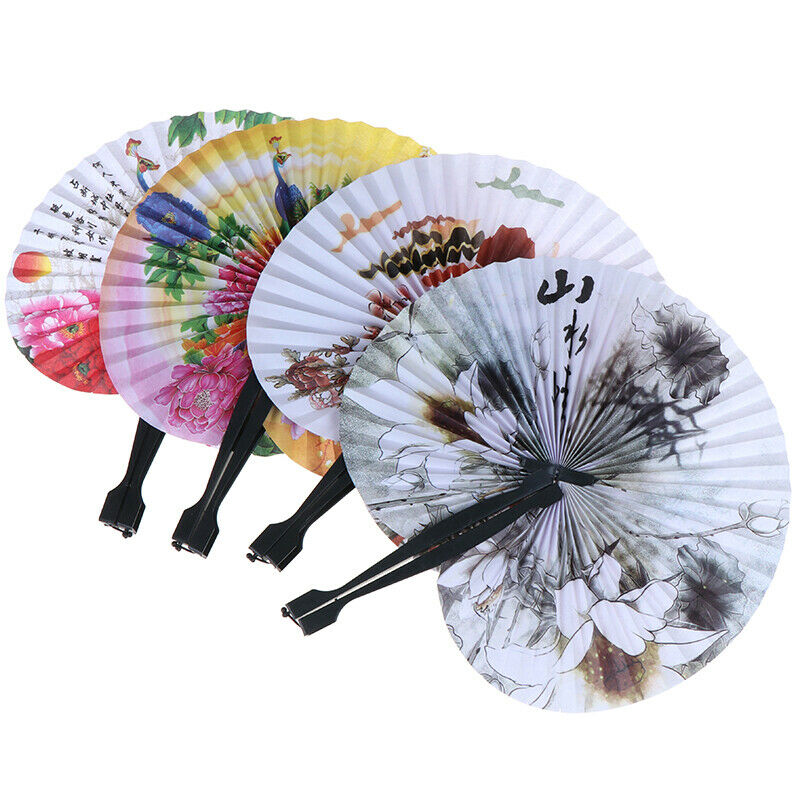 1X Chinese Paper Folding Hand Fan Oriental Floral Peacock Party Wedding G.l8
