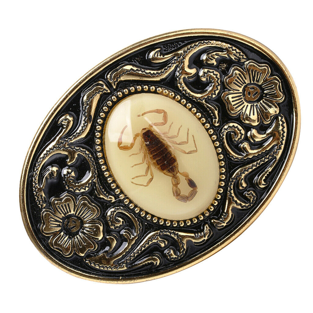 2 Pieces Mens Western Belt Buckle Luminous Stone Scorpion Animal Belt Buckle