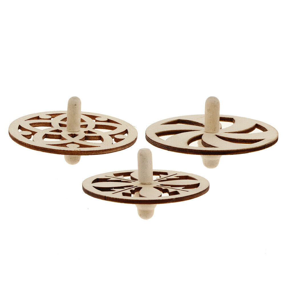 7 Pieces Wooden Spinning Plates Gyro Wooden Toys For Children DIY Handmade