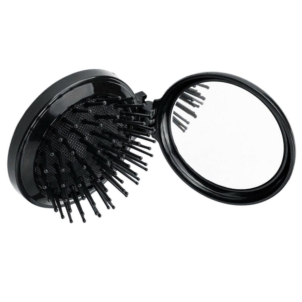 Travel Folding Hair Comb Mini Air Cushion Scalp Massage Comb Brush Black