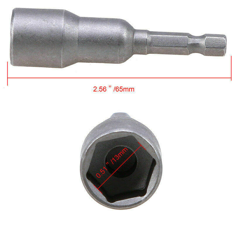 4PCS 8mm-13mm Impact Socket Magnetic Nut Driver Set Screwdriver Bits Hex Shank