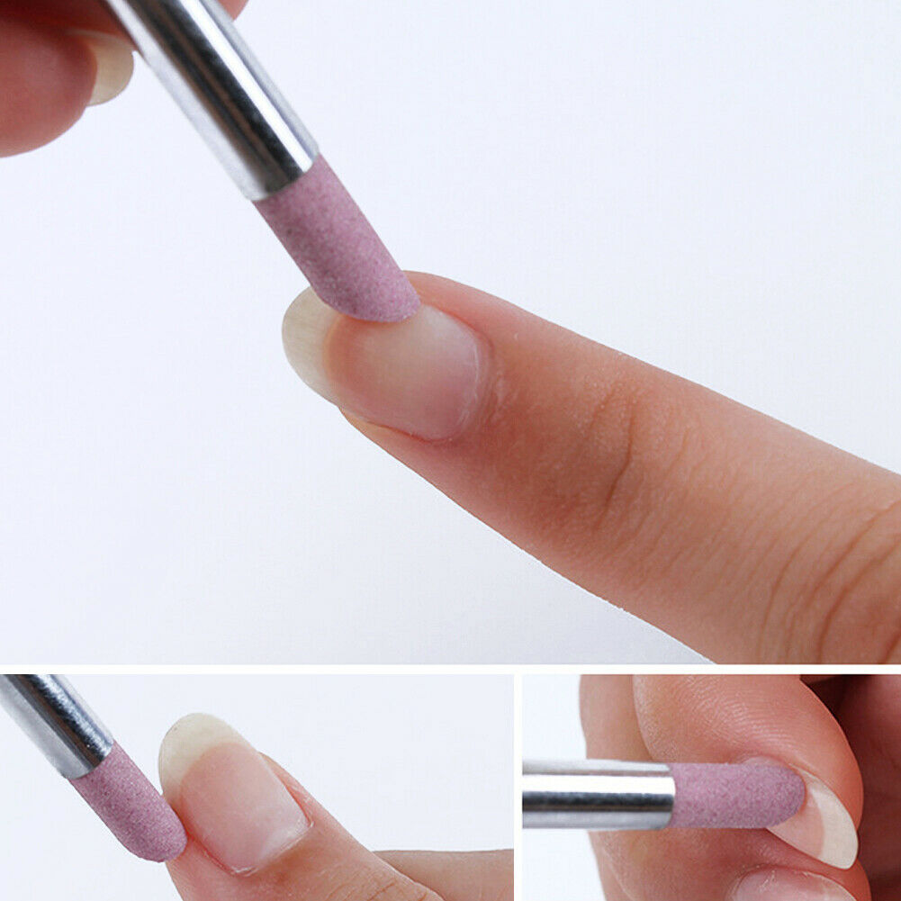 5pcs Stone Nail File Nail Art Tools Cuticle Remover Trimmer Buffer Pedicure @